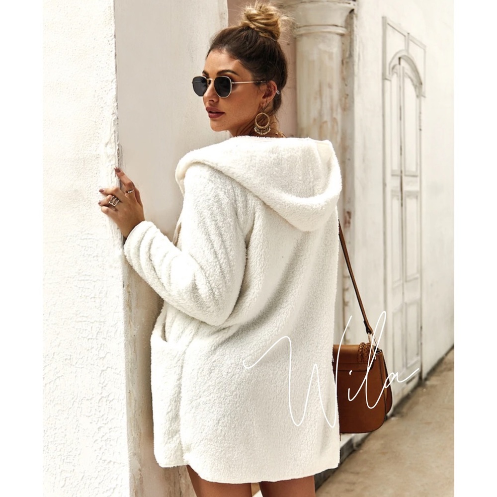 white teddy coats hooded 830240 - Picture 2 of 3